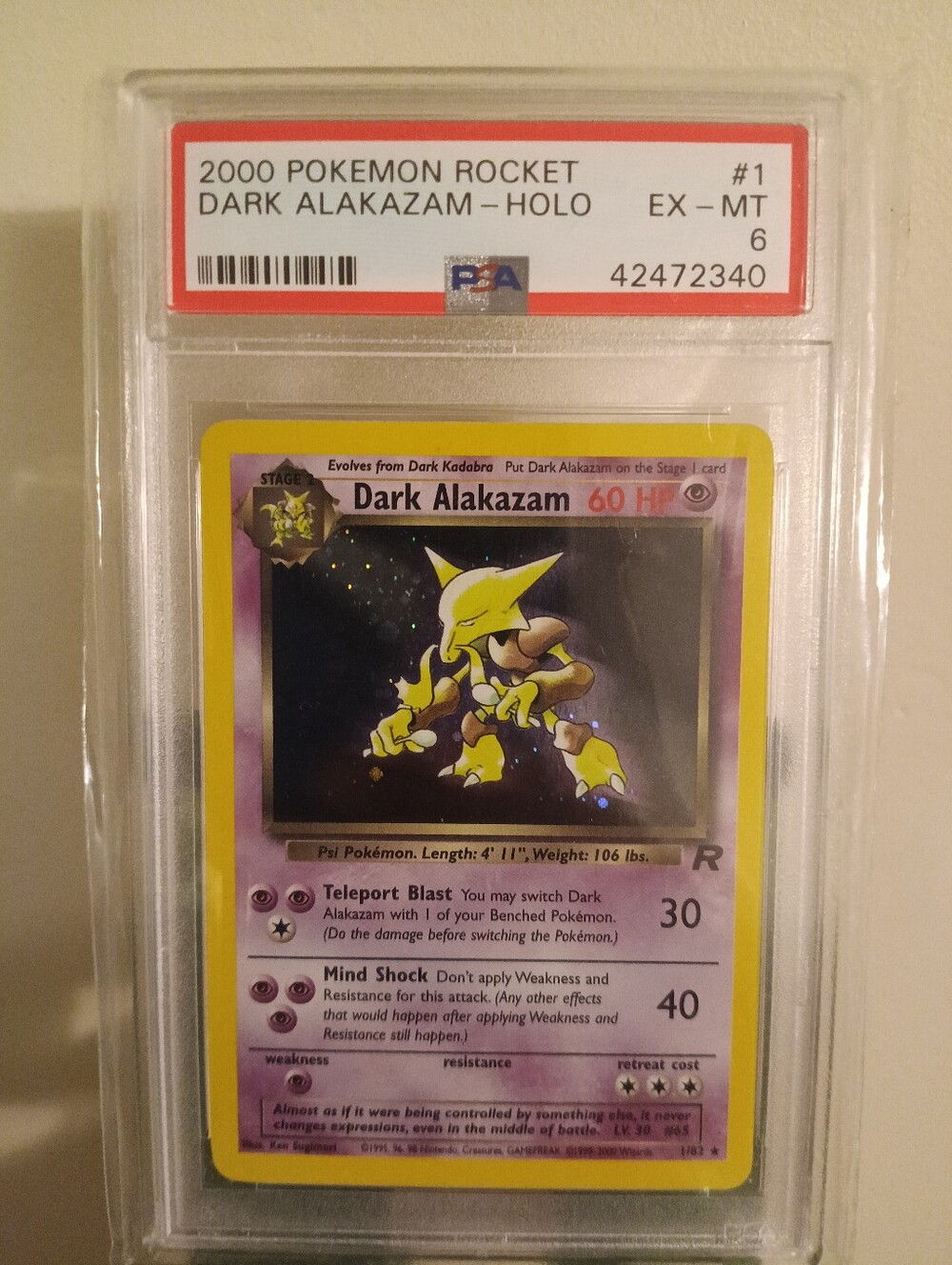 2000 POKEMON ROCKET #1 DARK ALAKAZAM-HOLO PSA 6